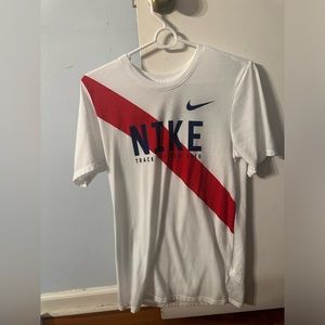 nike track and field tshirt white with red